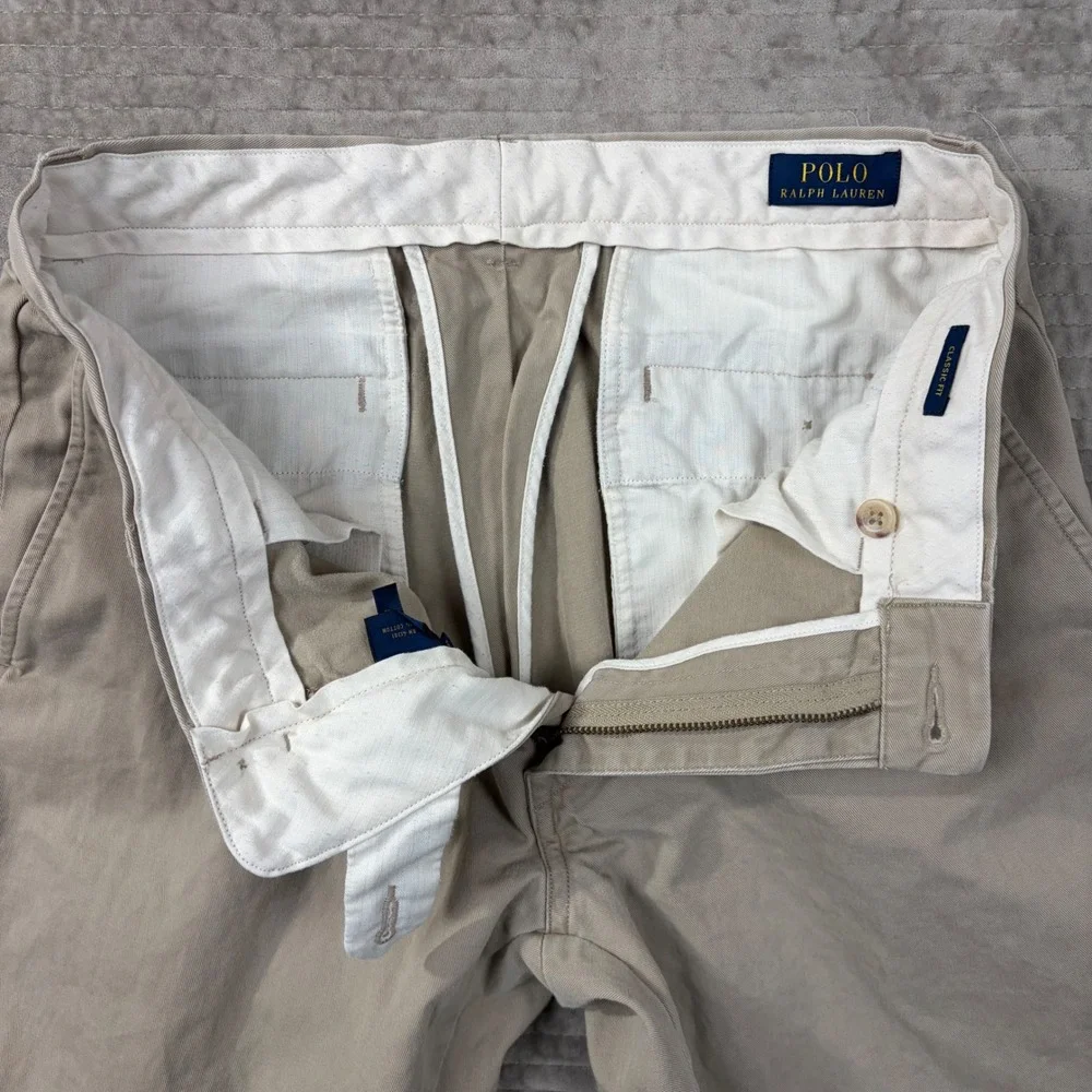 Polo Ralph Lauren‎ Classic Fit Khaki Chino Pants Mens 32/34 Tan Cotton Twill